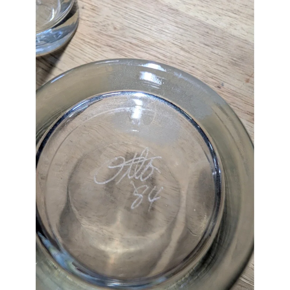 Etched Character Face Whiskey Glass Clear Lowball Tumbler Frosted Design Barware
